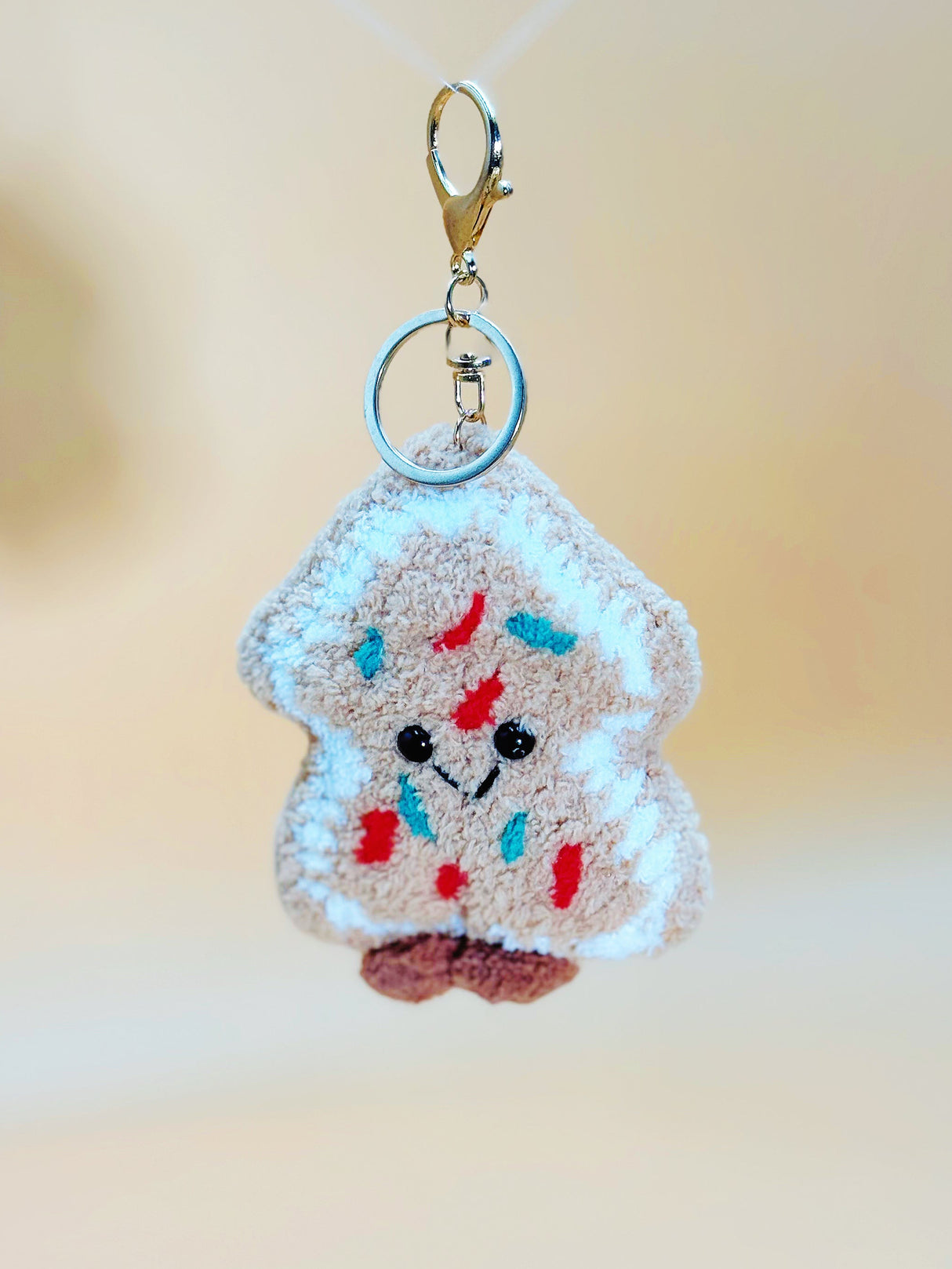 Smile Holiday Cookie Keychain | Cute Crochet Keychain