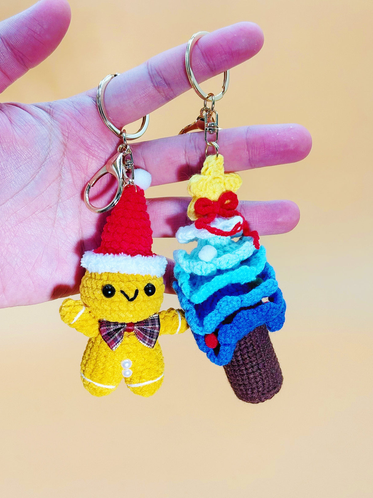 Gingerbread man Keychain | Cute Crochet Keychain
