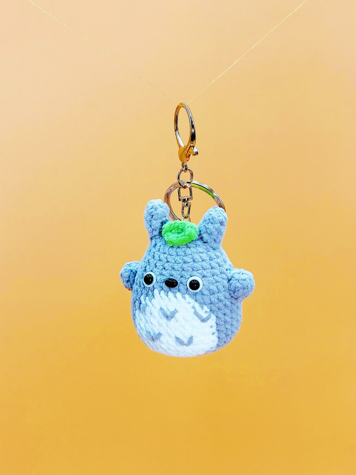 Blue forest spirit handmade crochet keychain