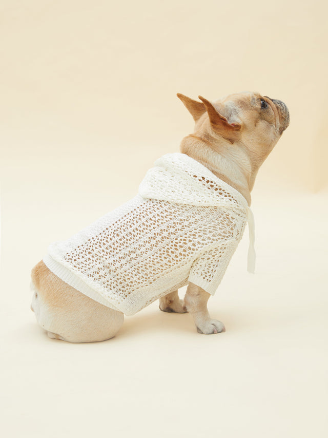 MESH HOODIE (WHITE) | Stylish Pet Accessory
