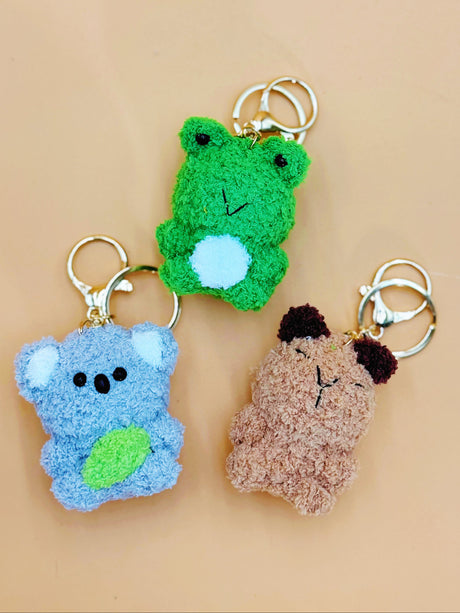 Fluffy Animal Keychain | Cute Crochet Keychain