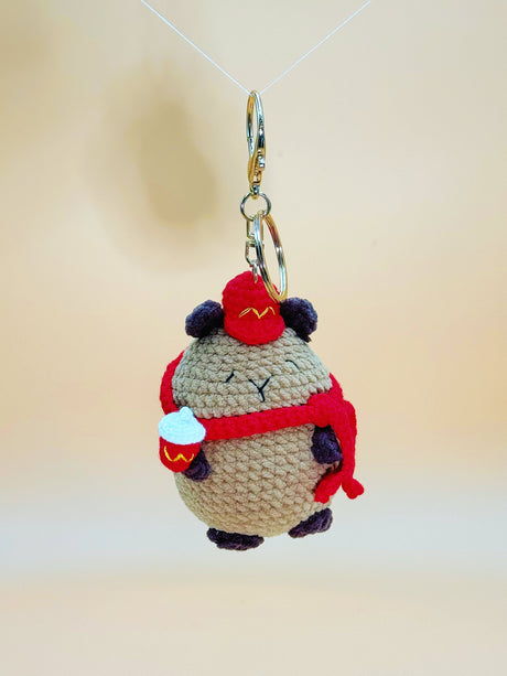 Capybara with M costume Keychain | Cute Crochet Keychain
