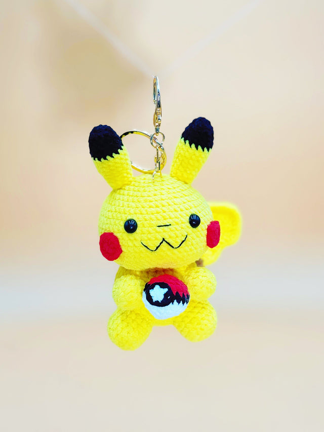 Electron Mouse Monster with Ball Keychain | Crochet Keychain Gamer Gift
