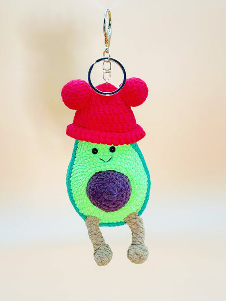 Holiday Avocado Keychain | Cute Crochet Keychain