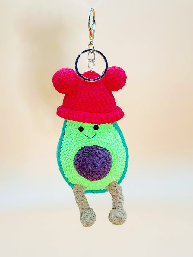 Holiday Avocado Keychain | Cute Crochet Keychain