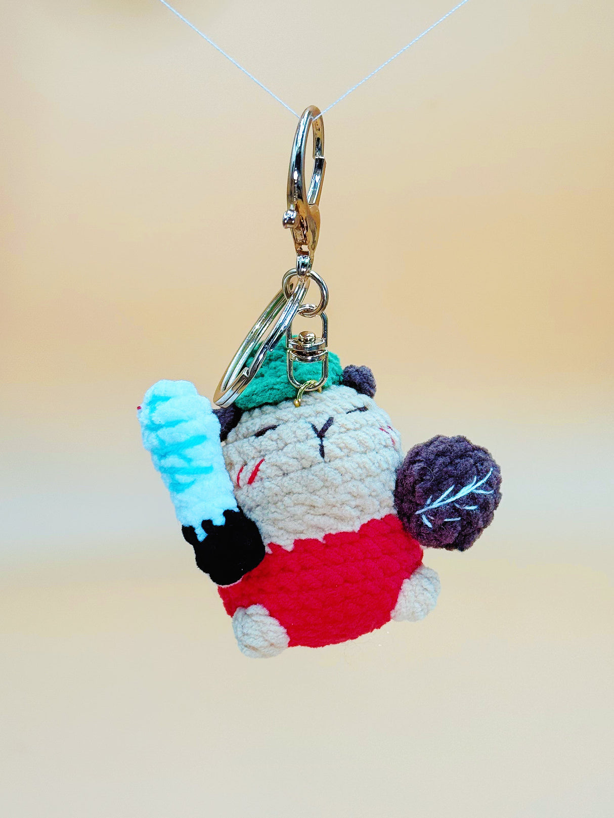 Capybara baseball Keychain | Cute Crochet Keychain