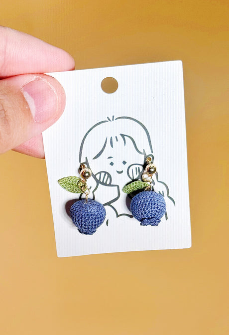 Blueberry Earrings | Handmade Crochet Gift