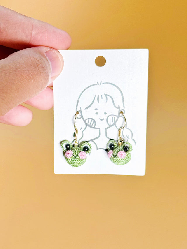 Frog Earrings | Handmade Crochet Gift