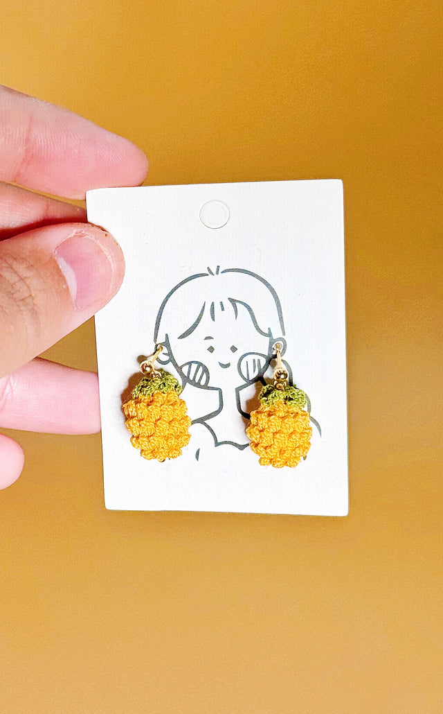 Pineapple Earrings | Handmade Crochet Gift