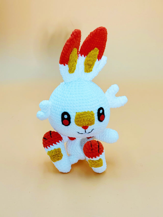 Fire Bunny Plushie | Handmade Crochet Plushie Gift