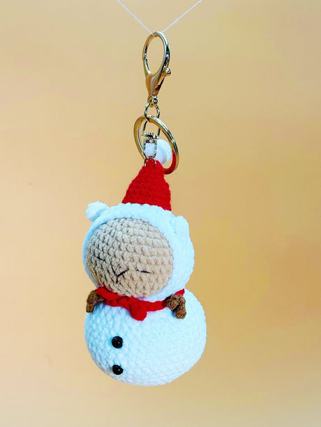 Capybara snowman Keychain | Cute Crochet Keychain