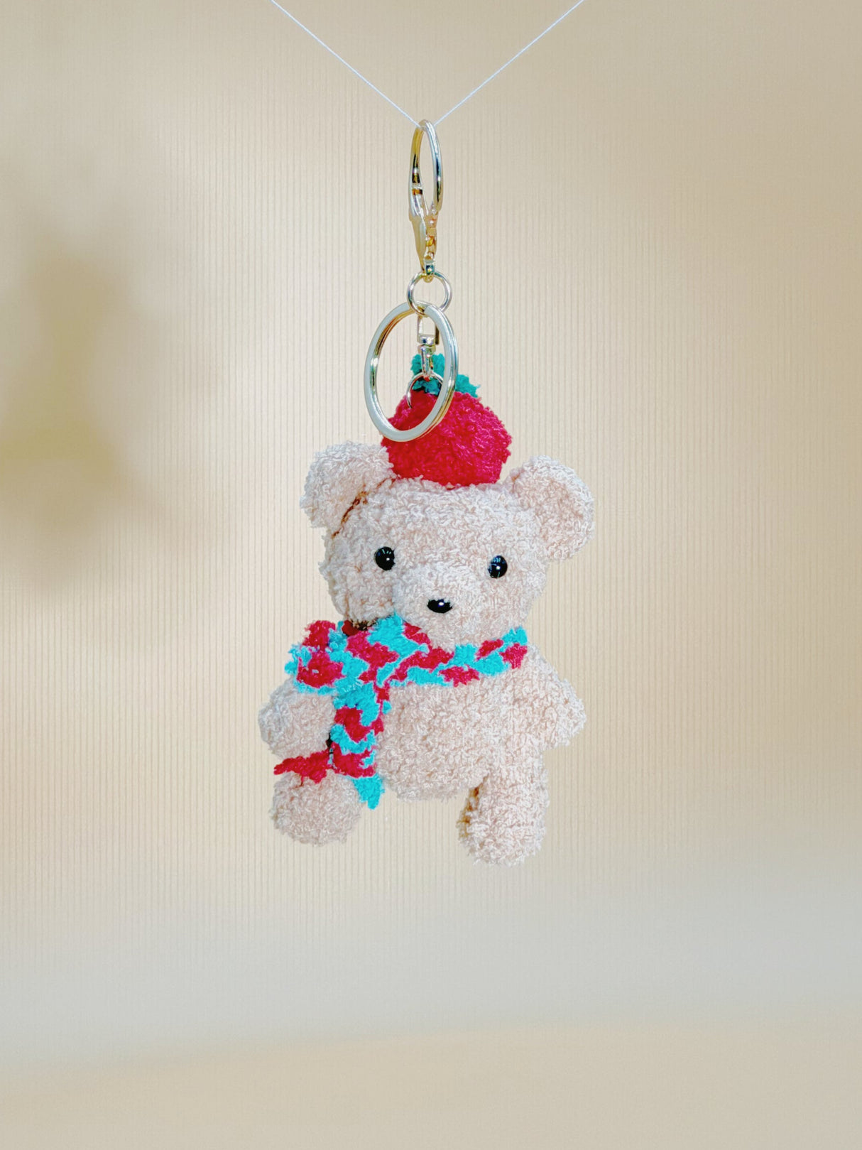 Teddy Bear with Apple on top Keychain | Cute Crochet Keychain