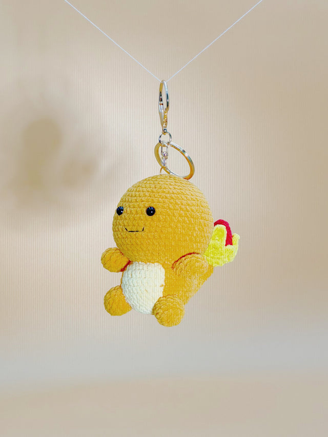 Charmand Fire Dragon Keychain | Crochet Keychain Gamer Gift