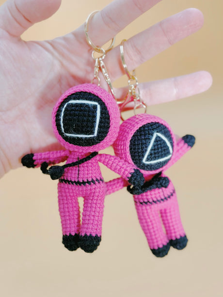 Squid Game Guard Keychain | Crochet Keychain Gamer Gift