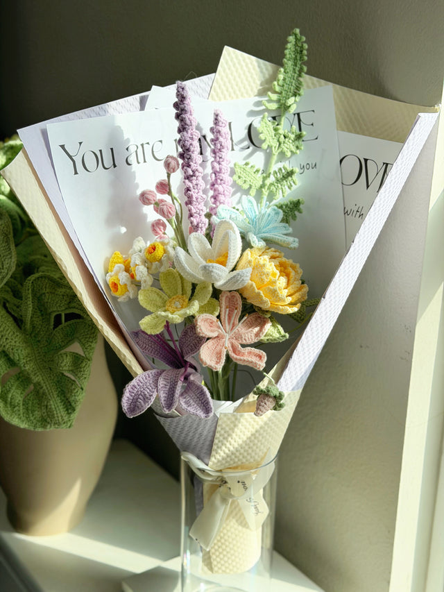 Jumbo Wild Lily & Peony Bouquet | Crochet Bouquet & Forever Flowers