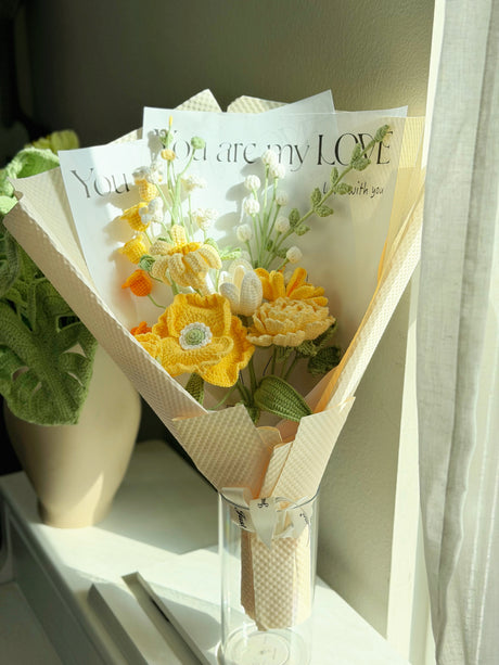Jumbo Mixed Fresh Yellow Bouquet | Crochet Bouquet & Forever Flowers