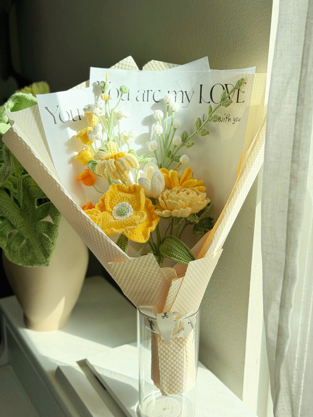 Jumbo Mixed Fresh Yellow Bouquet | Crochet Bouquet & Forever Flowers
