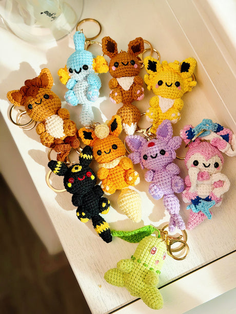 Eeve Evolve Keychain | Crochet Keychain Gamer Gift