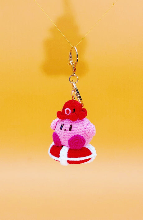 Kirby with Octopus Keychain | Crochet Keychain Gamer Gift