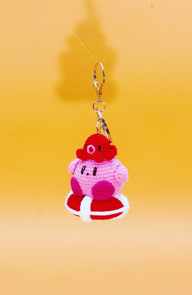 Kirby with Octopus Keychain | Crochet Keychain Gamer Gift