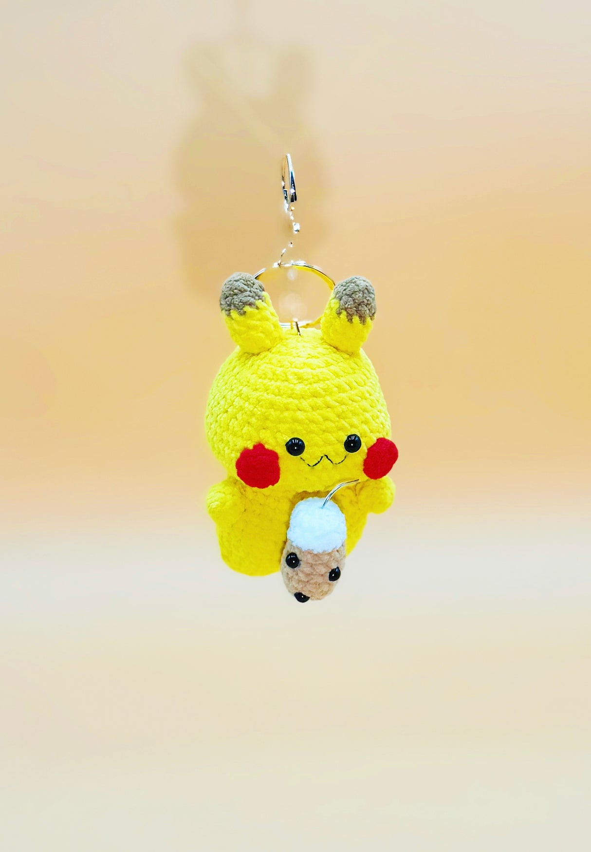 Pika with boba Keychain | Crochet Keychain Gamer Gift