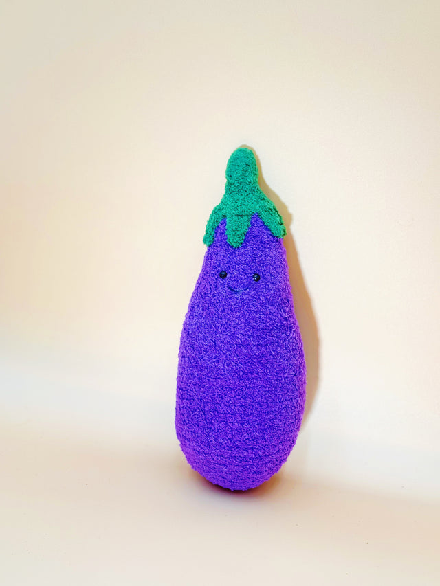 Smile Eggplant Plushie | Crochet Flower Pot Home Decor