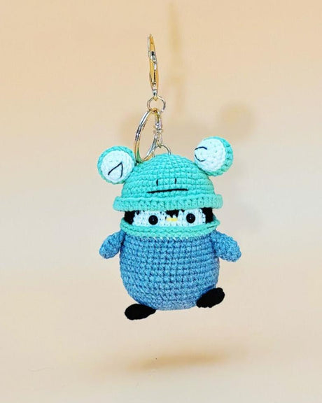 Penguin Wear Frog Hat | Cute Crochet Keychain