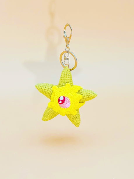 Yellow Star Monster Keychain | Crochet Keychain Gamer Gift