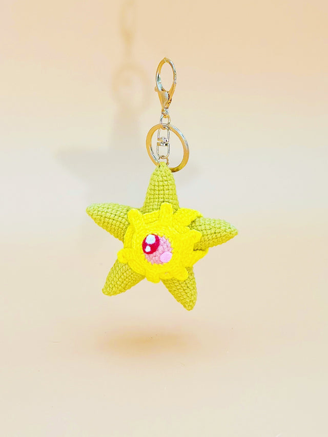 Yellow Star Monster Keychain | Crochet Keychain Gamer Gift
