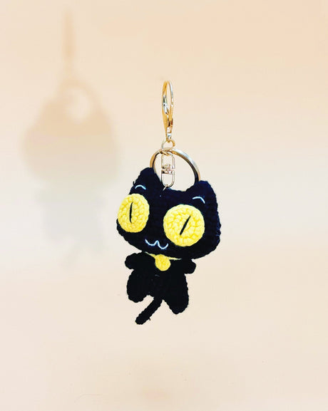 Black Cat Keychain | Crochet Keychain Anime Gift