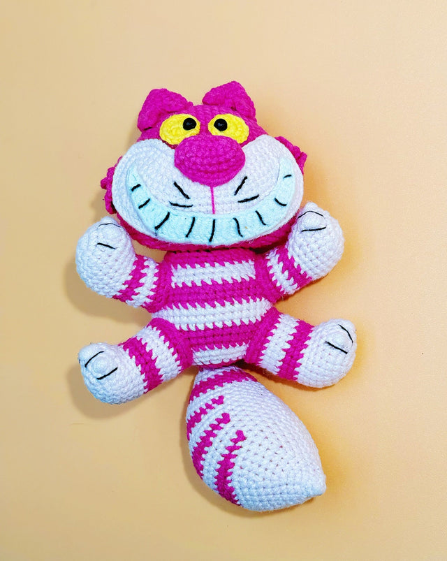Cheshire Cat Figure | Crochet Flower Pot Home Decor
