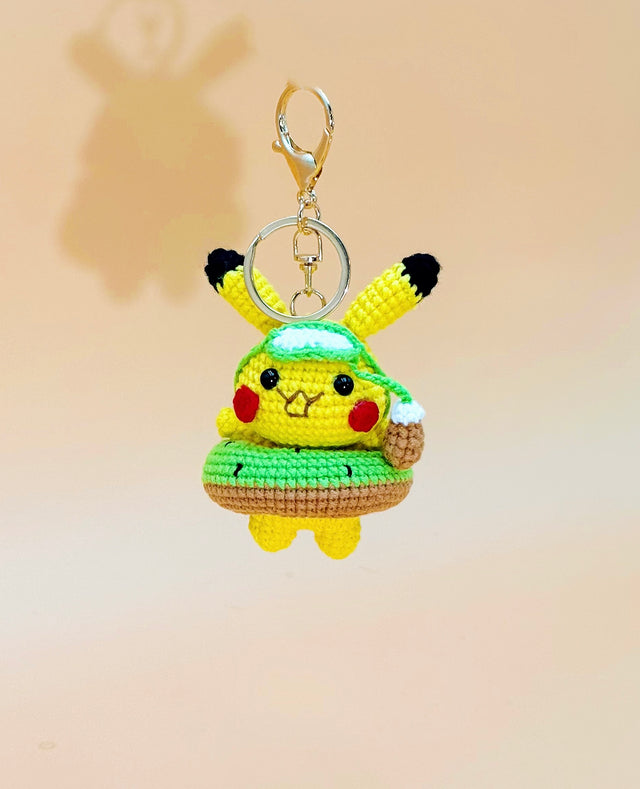 Swimming Electron Mouse Monster Keychain | Crochet Keychain Gamer Gift
