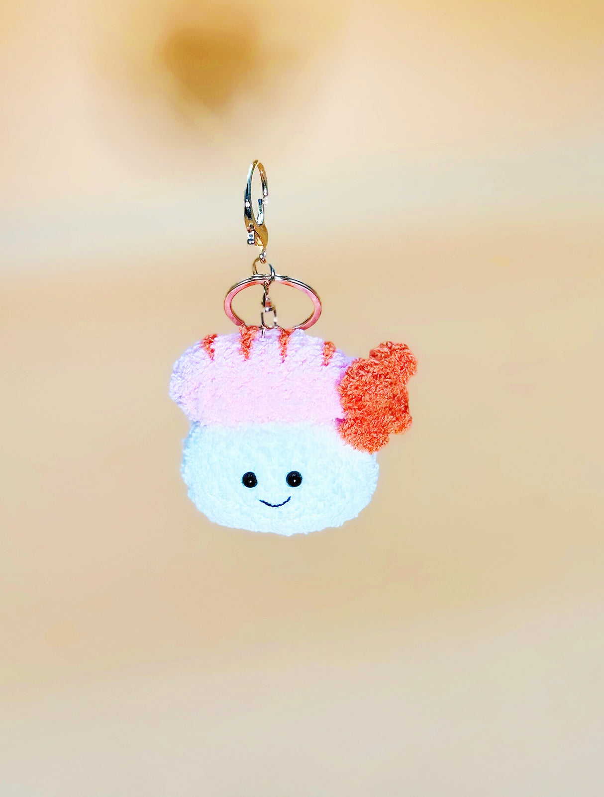 Smile Shrimp Sushi Keychain | Cute Crochet Keychain