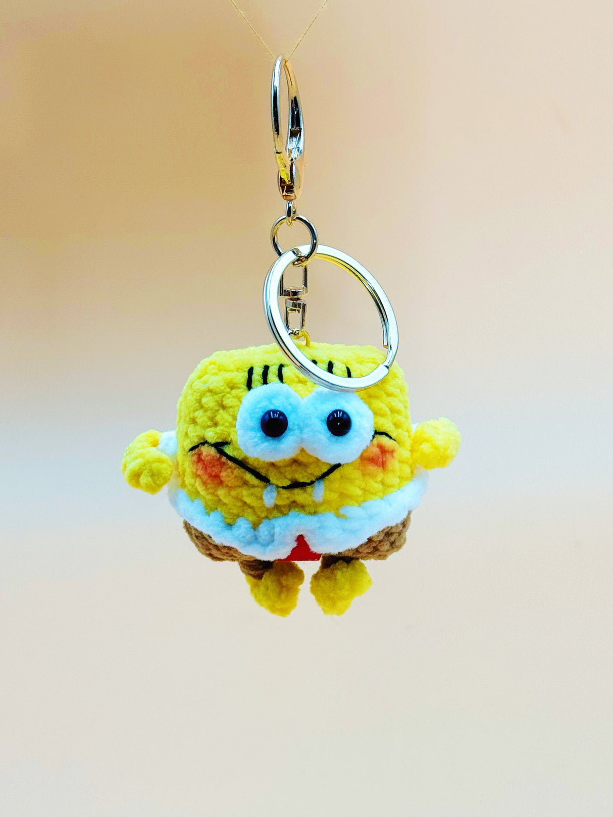 Sponge Boy Keychain | Crochet Keychain Anime Gift