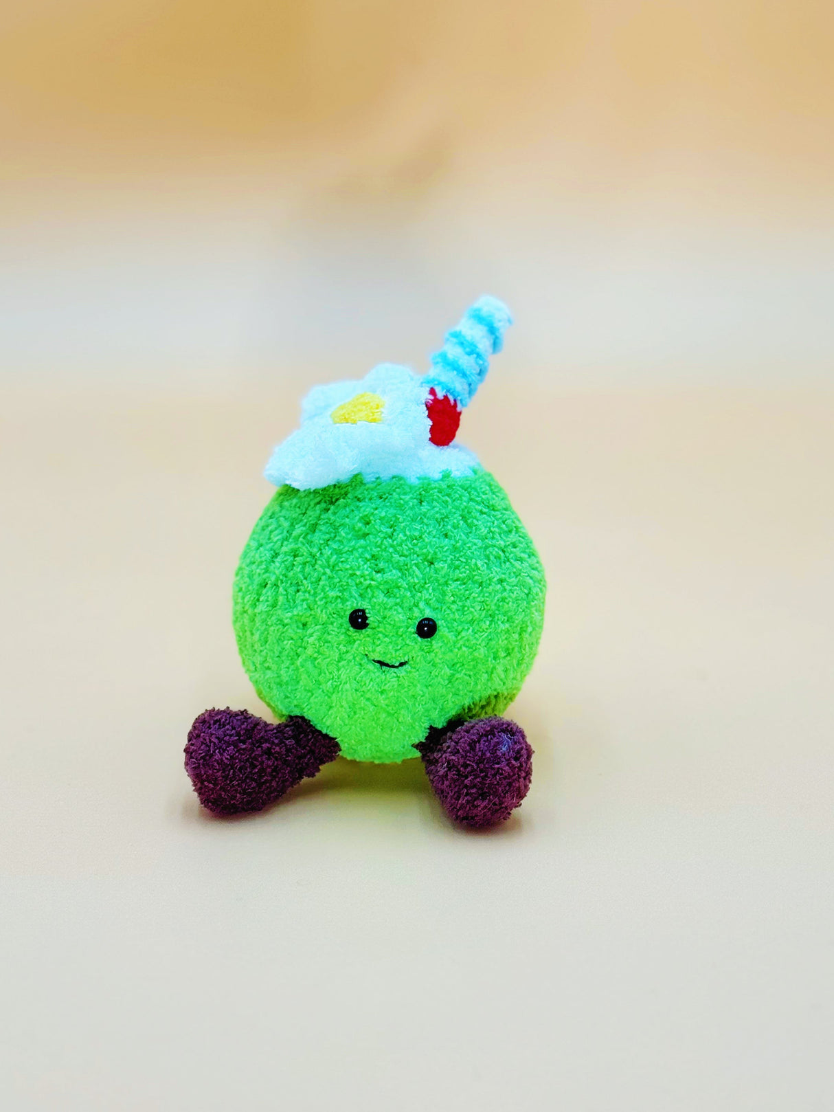 Smile Coconut Plushie | Crochet Flower Pot Home Decor
