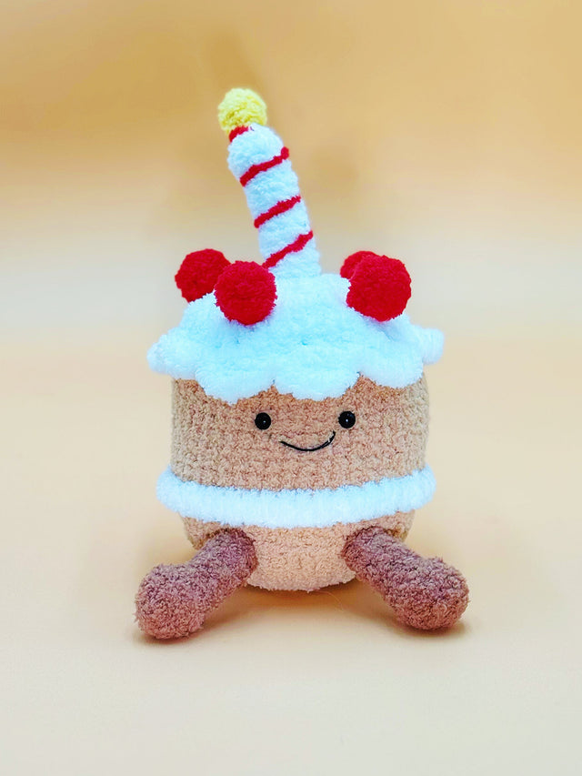 Birthday Cake Plushie | Crochet Flower Pot Home Decor