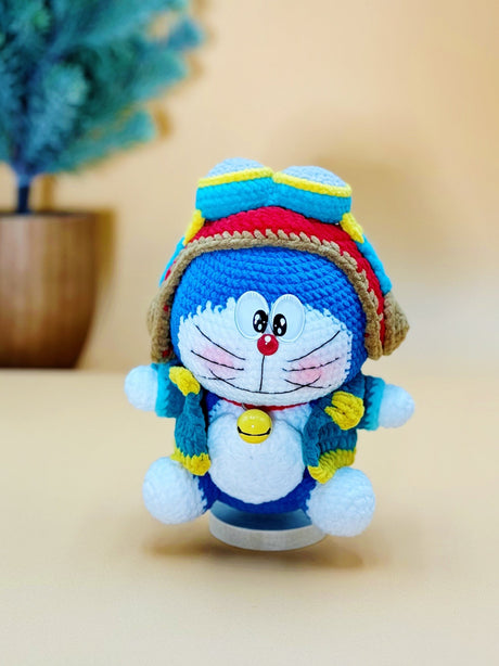 Dora Cat - Pilot | Crochet Keychain Anime Gift