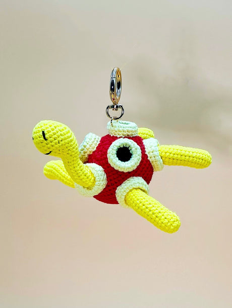 Fire Turtle Monster Keychain | Crochet Keychain Gamer Gift