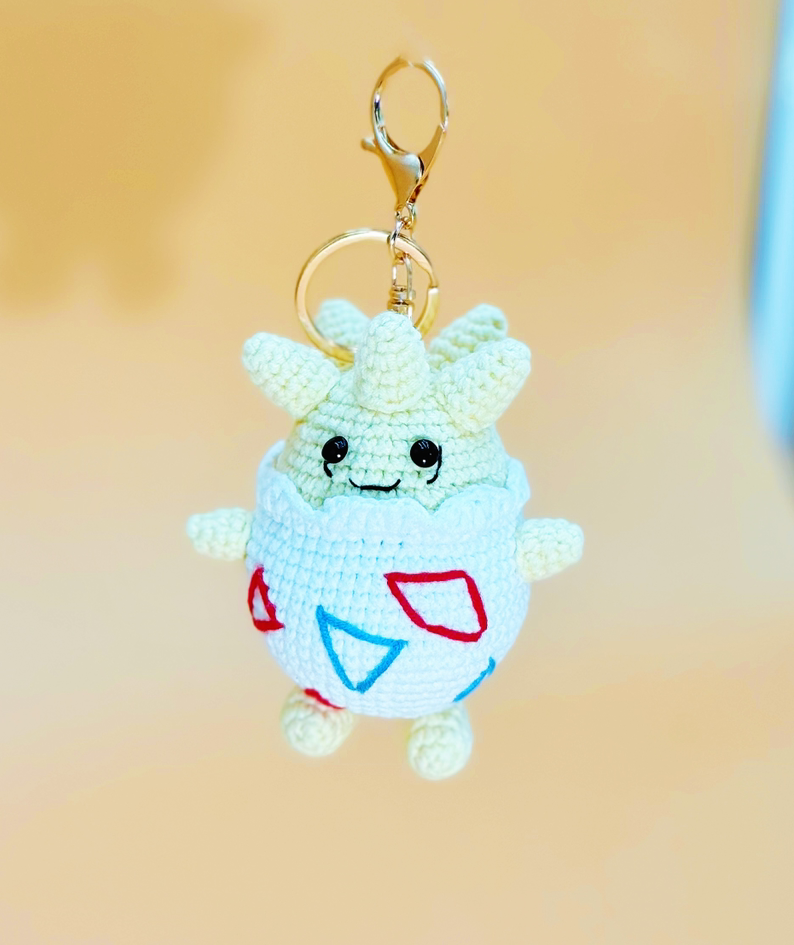 Egg Monster Keychain | Crochet Keychain Gamer Gift