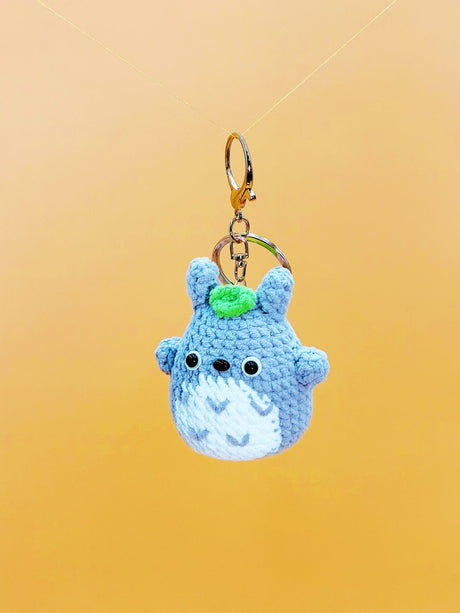 Blue forest spirit handmade crochet keychain