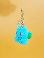 Blue seed monster handmade crochet keychain