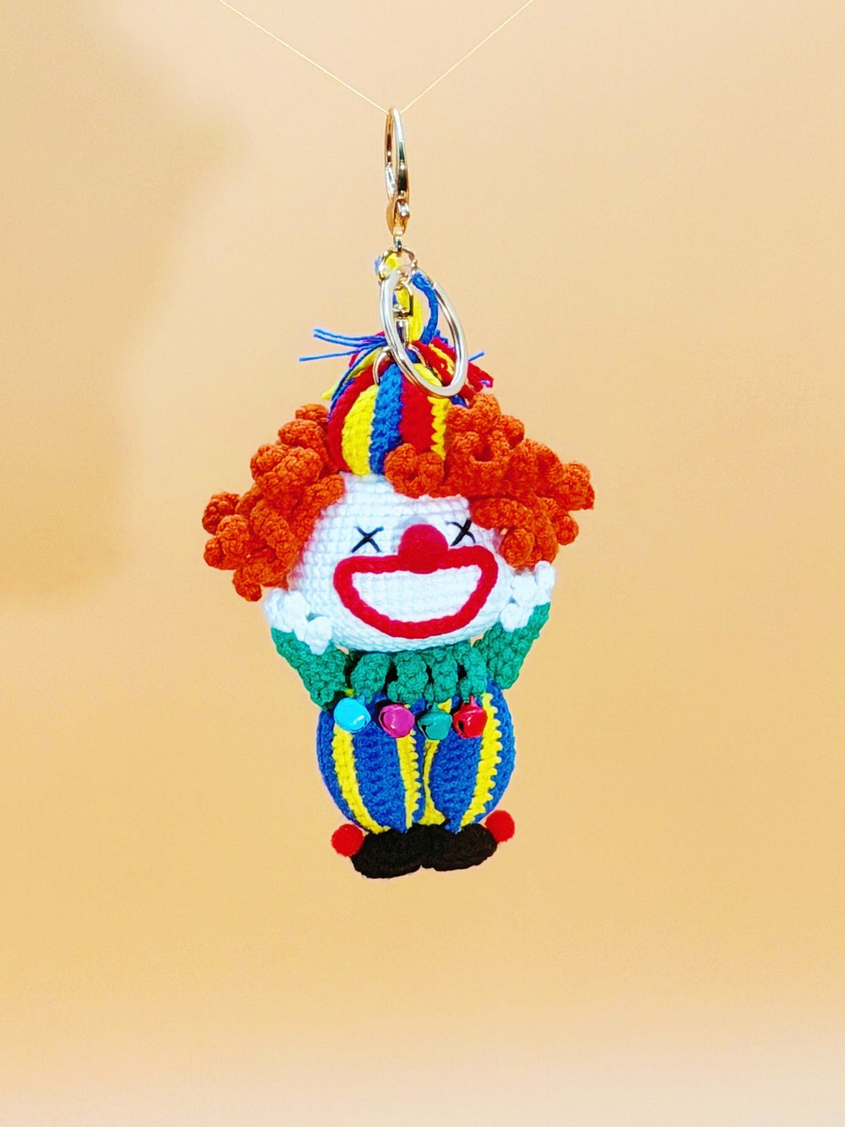 Circus clown handmade crochet keychain
