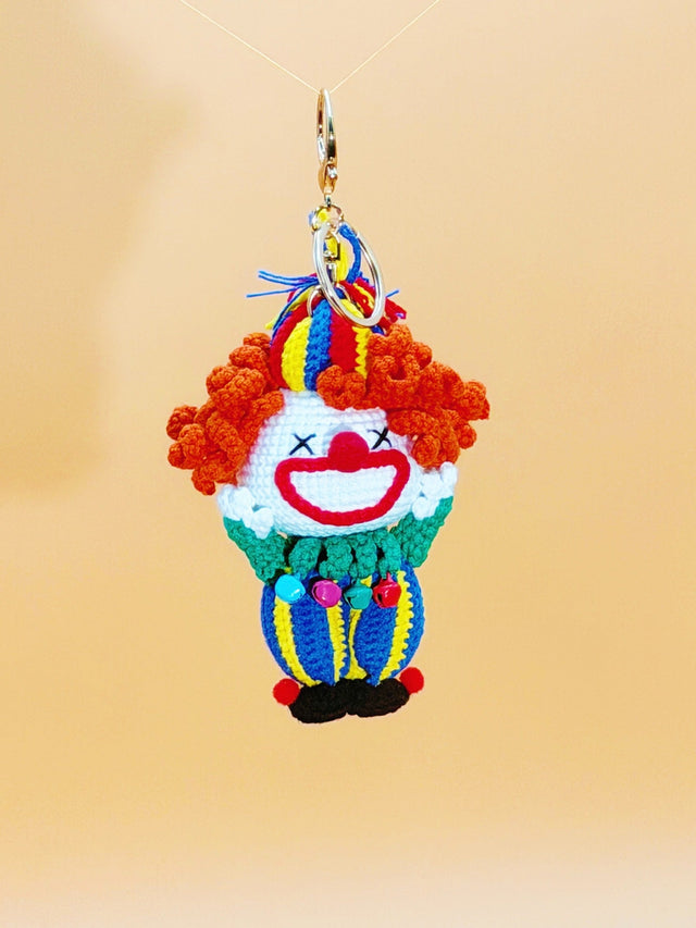 Circus clown handmade crochet keychain