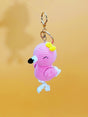 Pink flamingo handmade crochet keychain