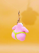 Pink starfish handmade crochet keychain