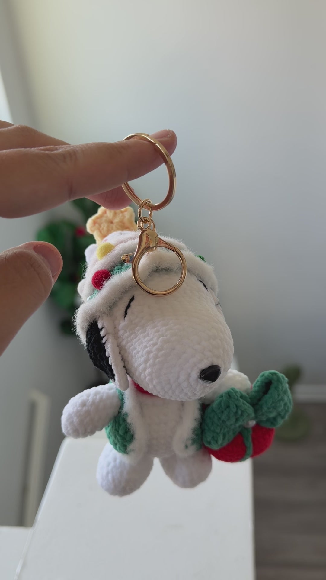 XMas Snoopy Crochet Keychain